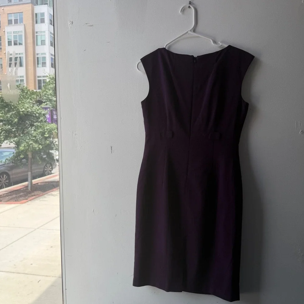 Calvin Klein Women Purple Sleeveless Pleated Sheath Dress Career Cocktail Size 6